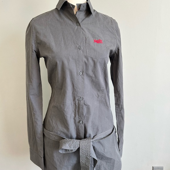 SuperDry Fitted Button Down Belted Cotton Woman's Shirtdress Small - Picture 7 of 8
